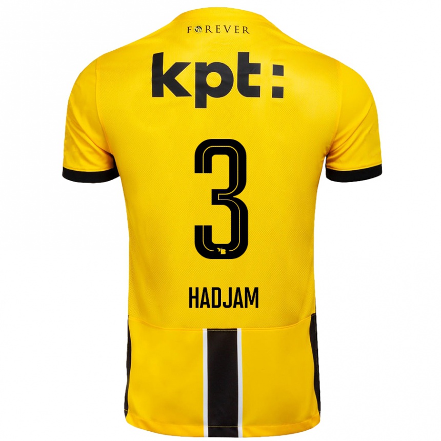 Kids Football Jaouen Hadjam #3 Yellow Black Home Jersey 2024/25 T-Shirt Australia