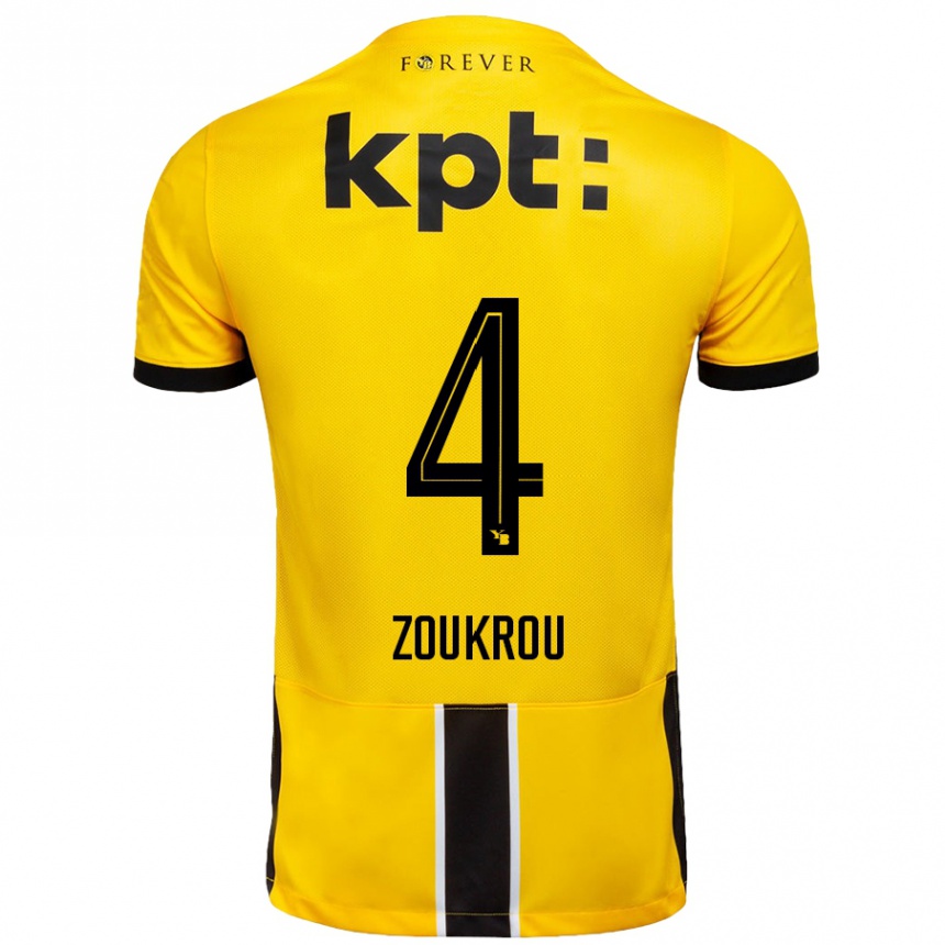 Kids Football Tanguy Zoukrou #4 Yellow Black Home Jersey 2024/25 T-Shirt Australia