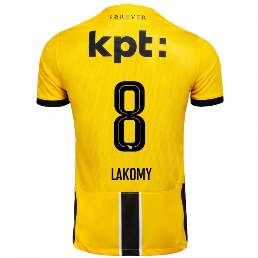 Kids Football Lukasz Lakomy #8 Yellow Black Home Jersey 2024/25 T-Shirt Australia