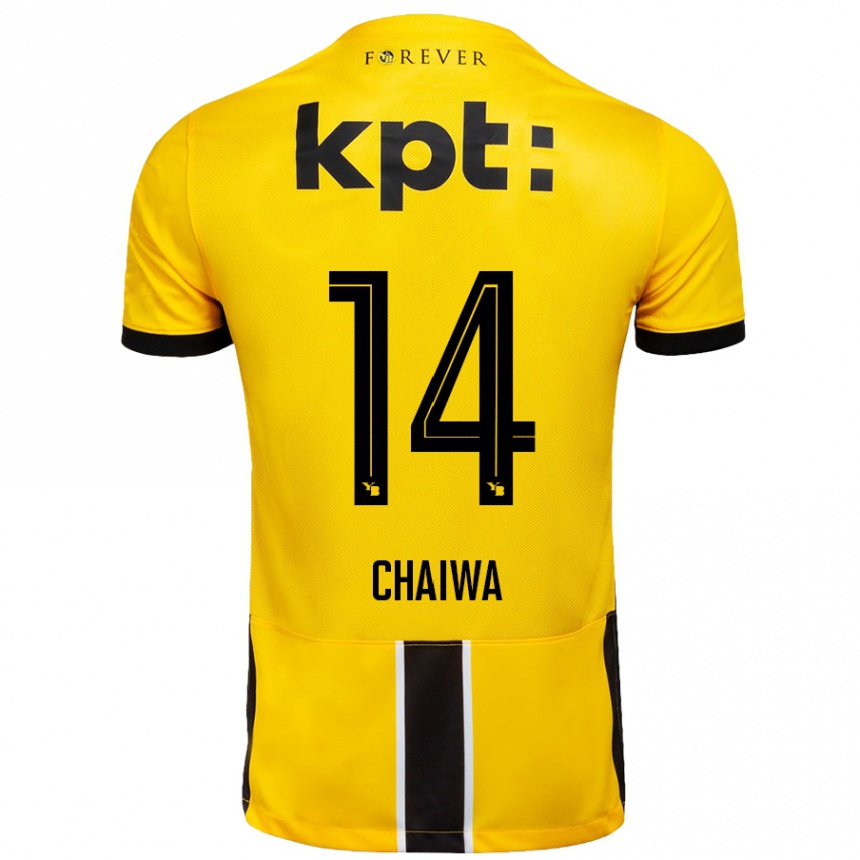 Kids Football Miguel Chaiwa #14 Yellow Black Home Jersey 2024/25 T-Shirt Australia