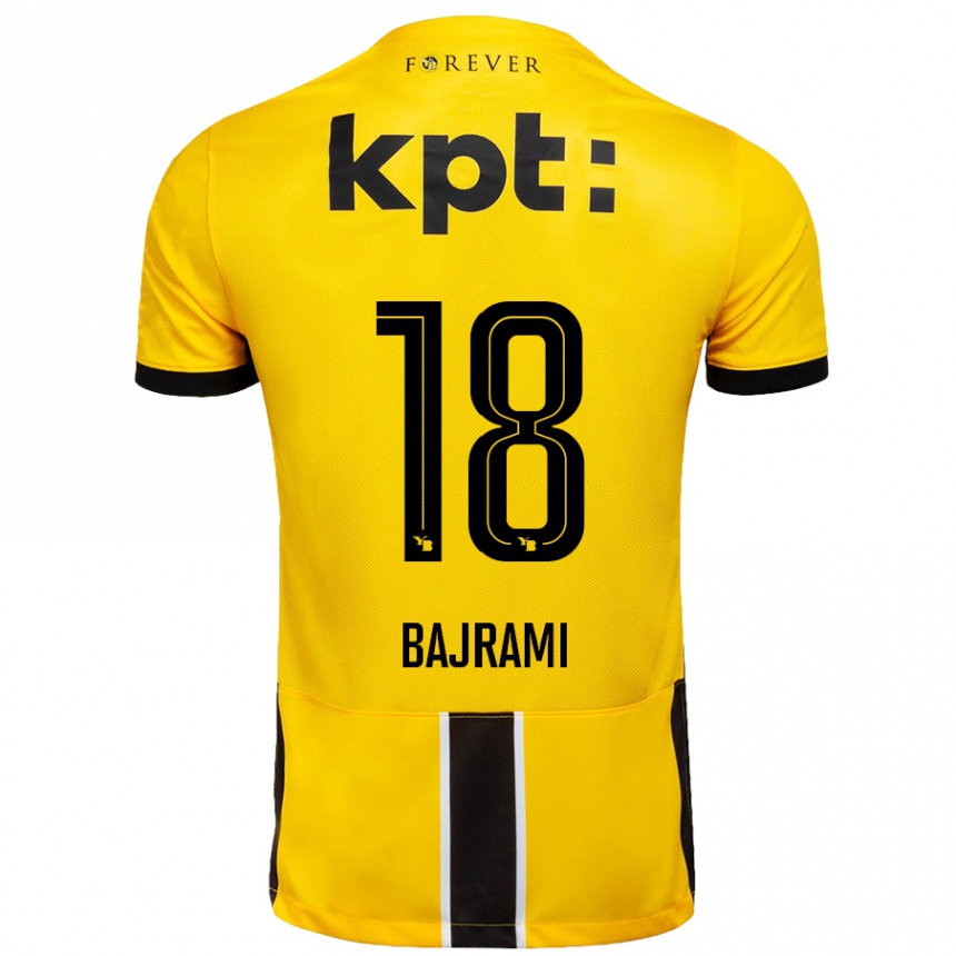 Kids Football Ardian Bajrami #18 Yellow Black Home Jersey 2024/25 T-Shirt Australia