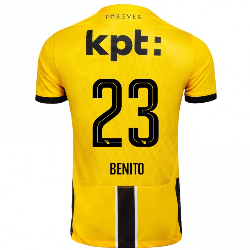 Kids Football Loris Benito #23 Yellow Black Home Jersey 2024/25 T-Shirt Australia