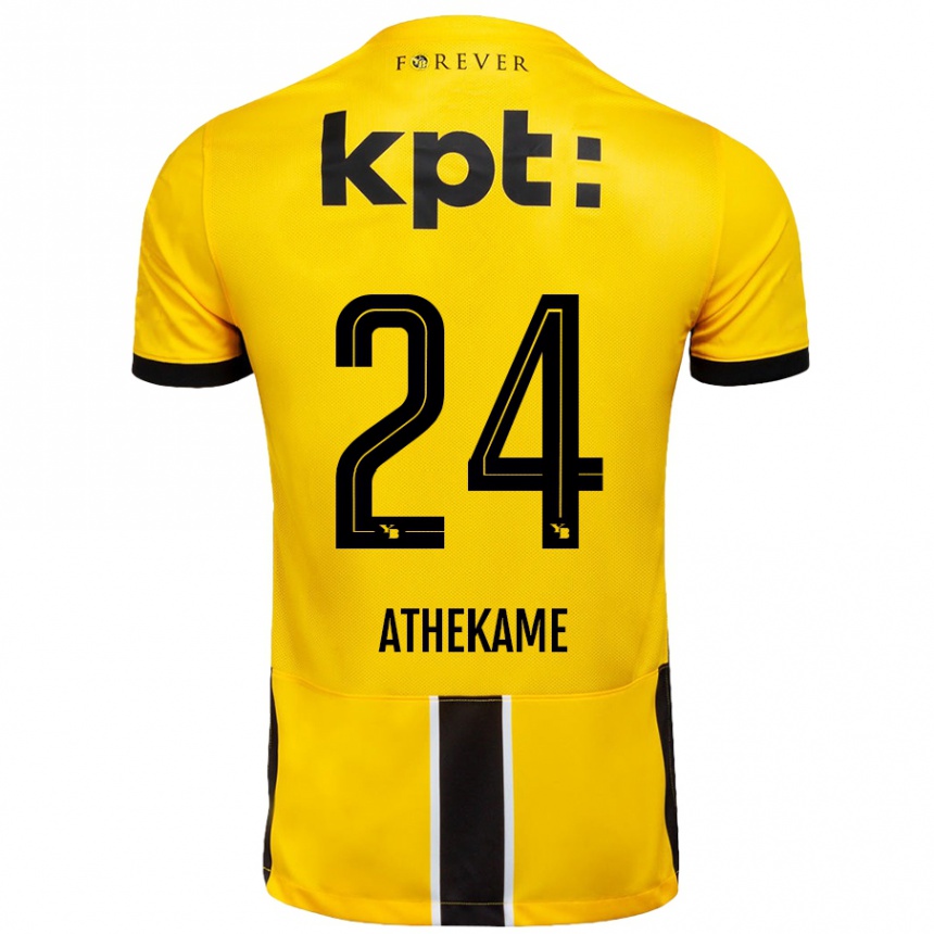 Kids Football Zachary Athekame #24 Yellow Black Home Jersey 2024/25 T-Shirt Australia