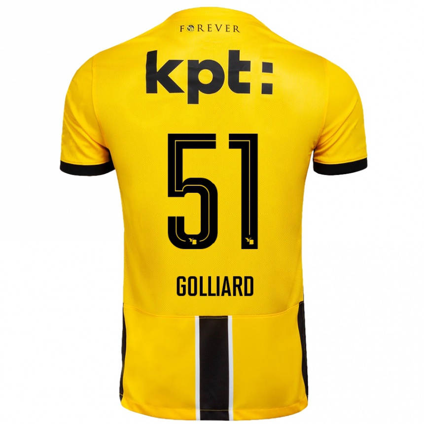 Kids Football Théo Golliard #51 Yellow Black Home Jersey 2024/25 T-Shirt Australia