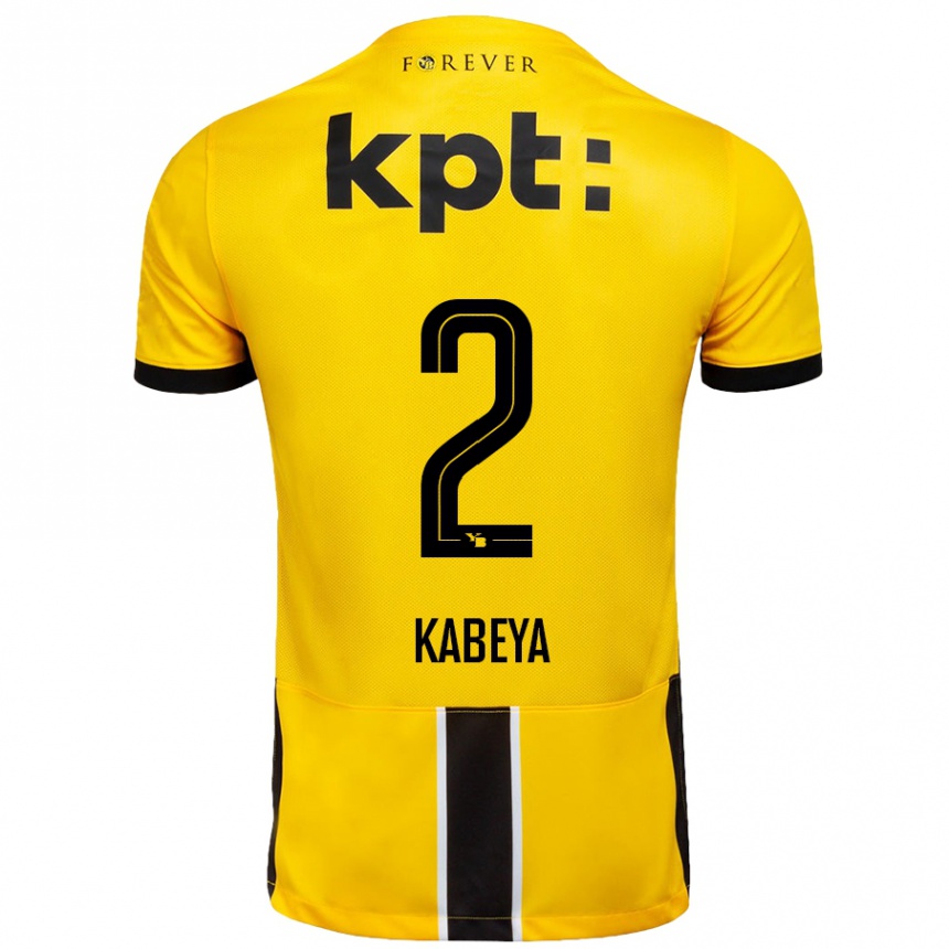 Kids Football Benjamin Kabeya #2 Yellow Black Home Jersey 2024/25 T-Shirt Australia