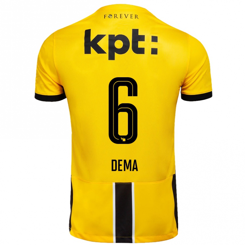 Kids Football Jashar Dema #6 Yellow Black Home Jersey 2024/25 T-Shirt Australia