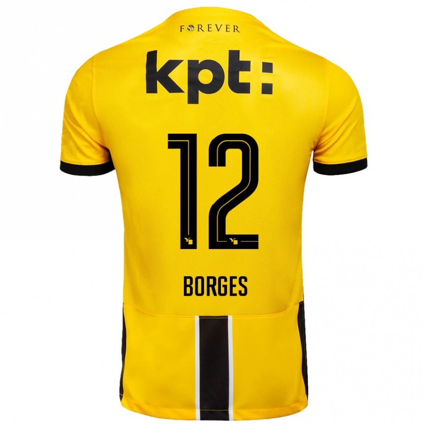 Kids Football David Borges #12 Yellow Black Home Jersey 2024/25 T-Shirt Australia