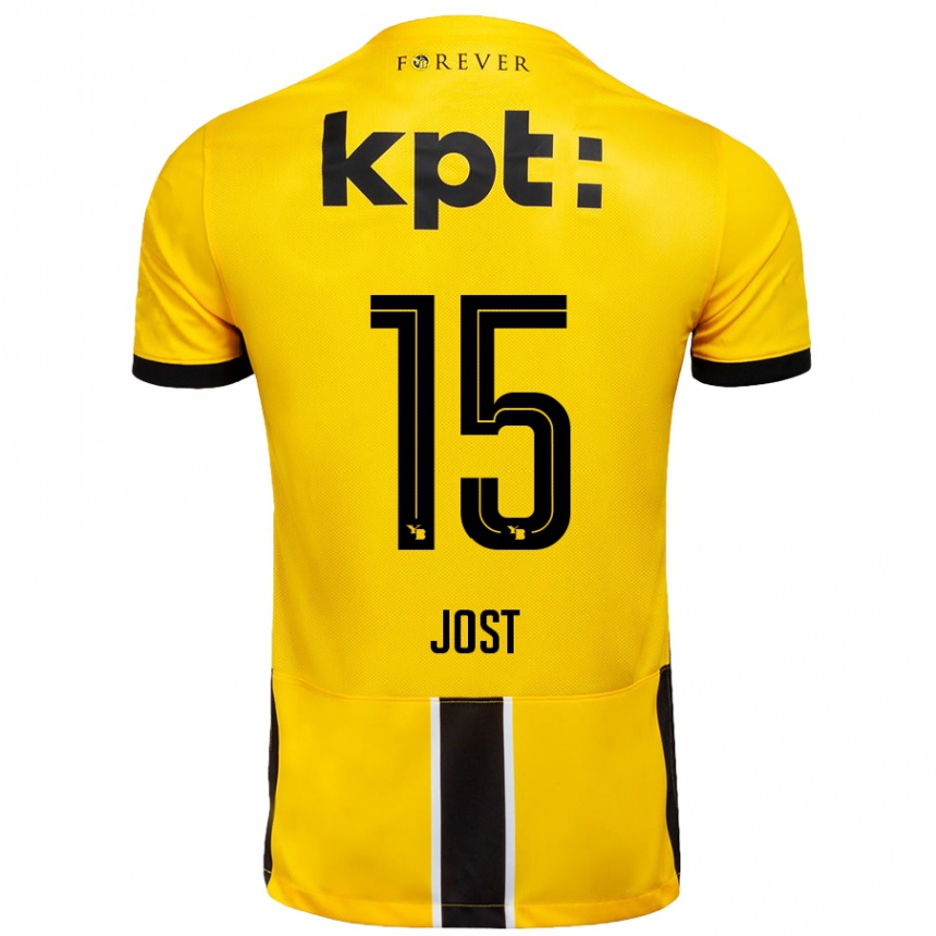 Kids Football Tristan Jost #15 Yellow Black Home Jersey 2024/25 T-Shirt Australia