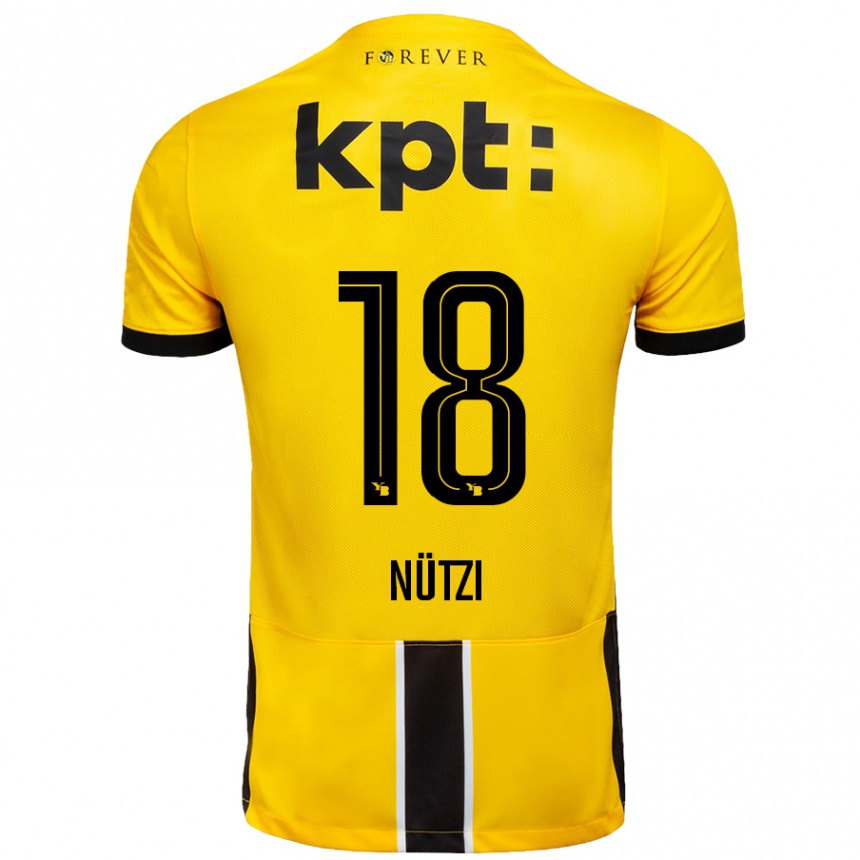 Kids Football Timon Nützi #18 Yellow Black Home Jersey 2024/25 T-Shirt Australia