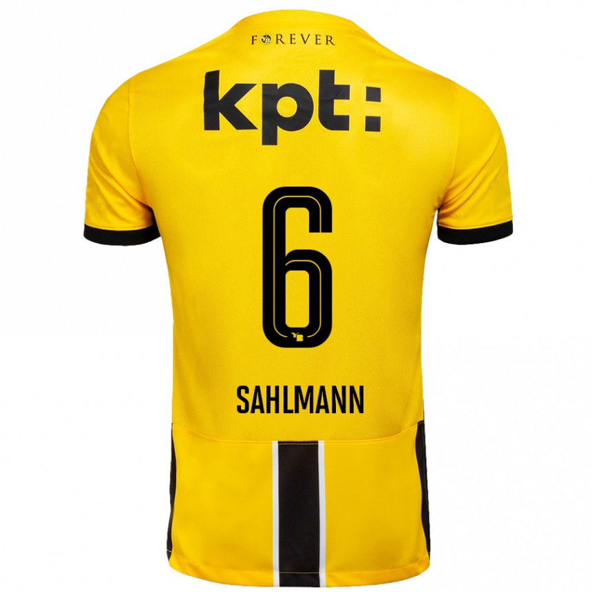 Kids Football Henrike Sahlmann #6 Yellow Black Home Jersey 2024/25 T-Shirt Australia