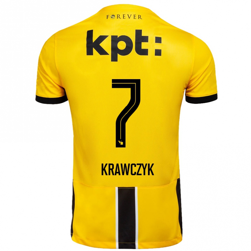 Kids Football Caroline Krawczyk #7 Yellow Black Home Jersey 2024/25 T-Shirt Australia