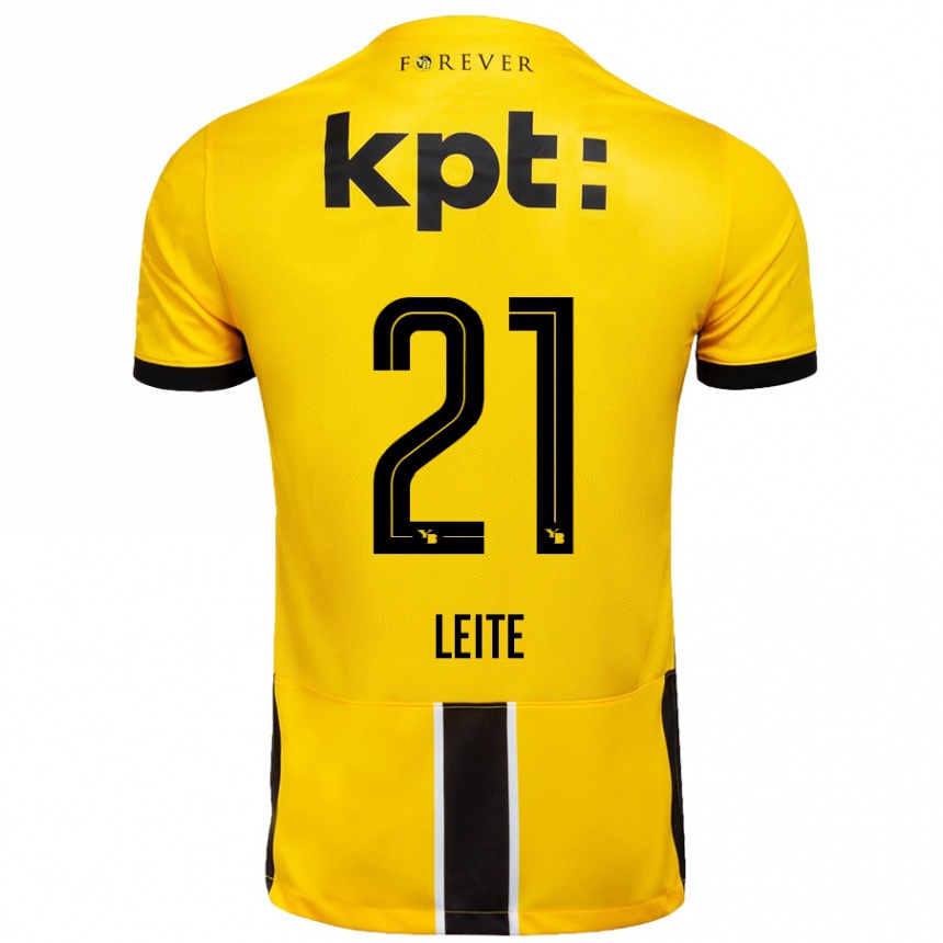 Kids Football Ana Leite #21 Yellow Black Home Jersey 2024/25 T-Shirt Australia