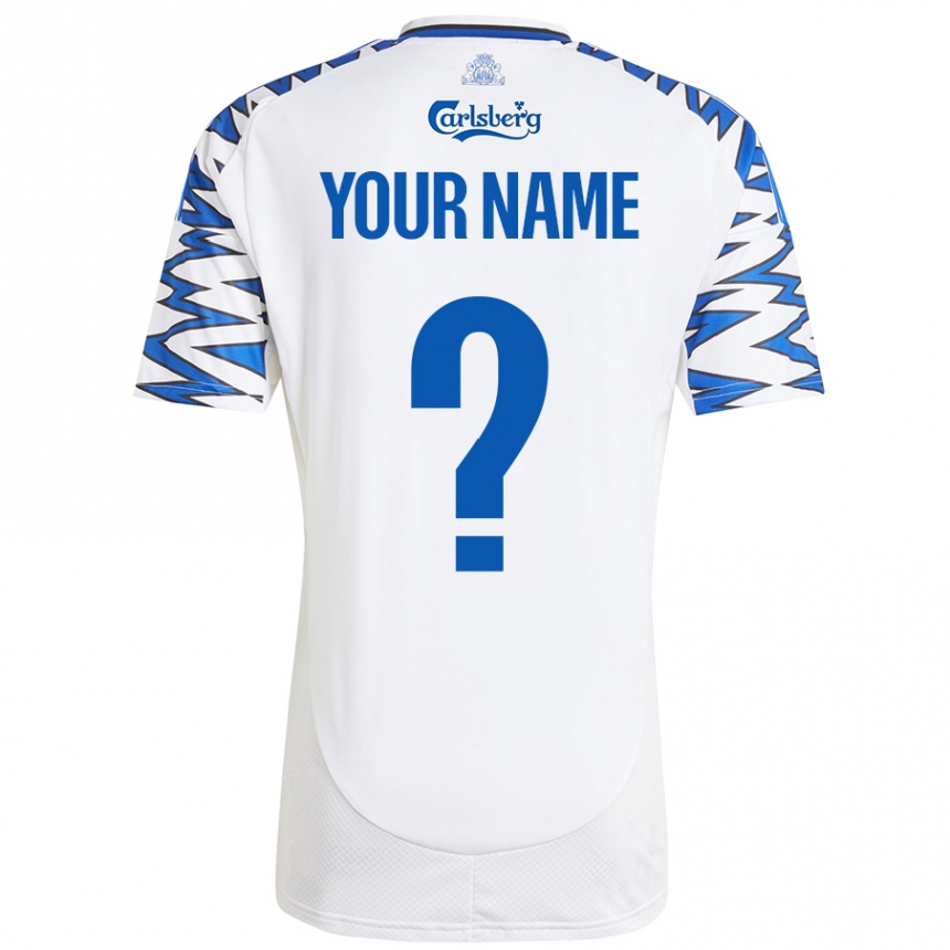 Kids Football Your Name #0 White Sky Blue Home Jersey 2024/25 T-Shirt Australia