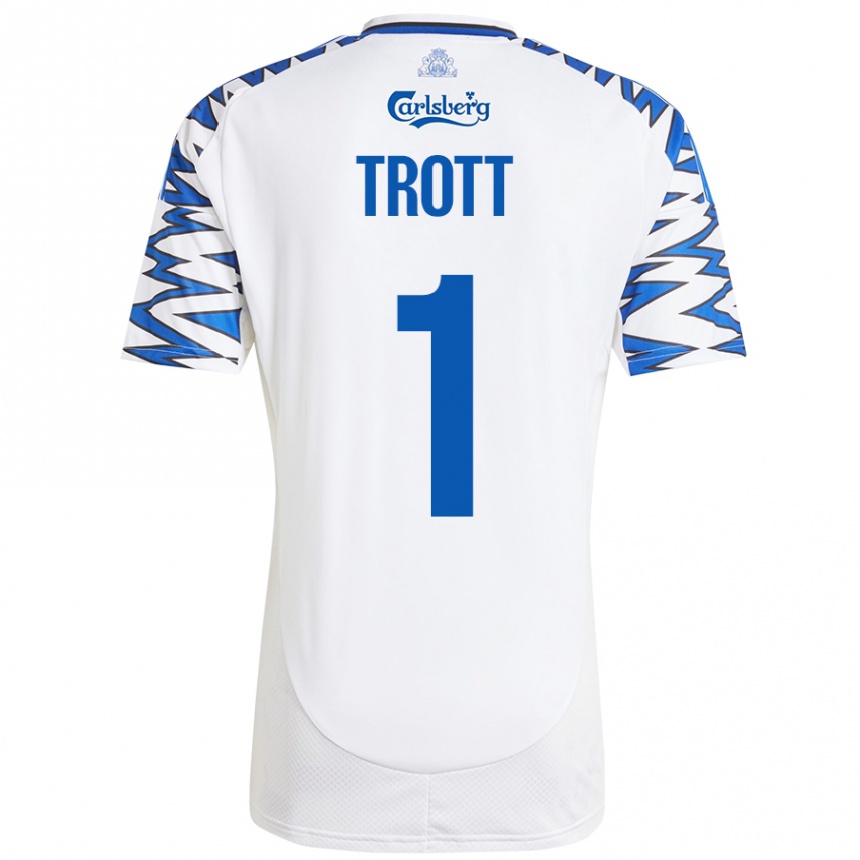 Kids Football Nathan Trott #1 White Sky Blue Home Jersey 2024/25 T-Shirt Australia