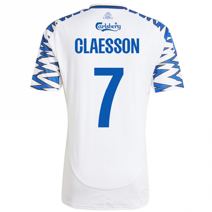 Kids Football Viktor Claesson #7 White Sky Blue Home Jersey 2024/25 T-Shirt Australia