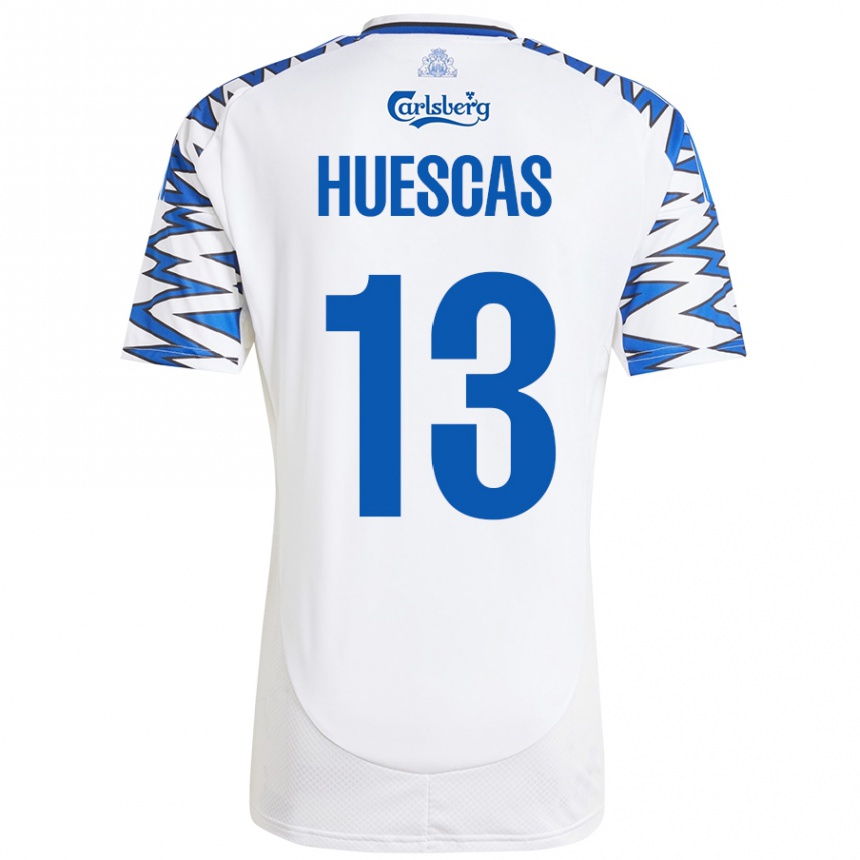 Kids Football Rodrigo Huescas #13 White Sky Blue Home Jersey 2024/25 T-Shirt Australia