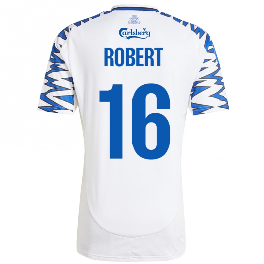 Kids Football Robert #16 White Sky Blue Home Jersey 2024/25 T-Shirt Australia