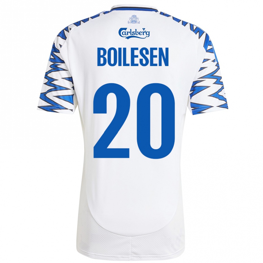 Kids Football Nicolai Boilesen #20 White Sky Blue Home Jersey 2024/25 T-Shirt Australia