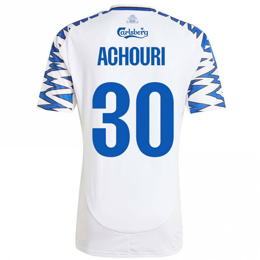 Kids Football Elias Achouri #30 White Sky Blue Home Jersey 2024/25 T-Shirt Australia