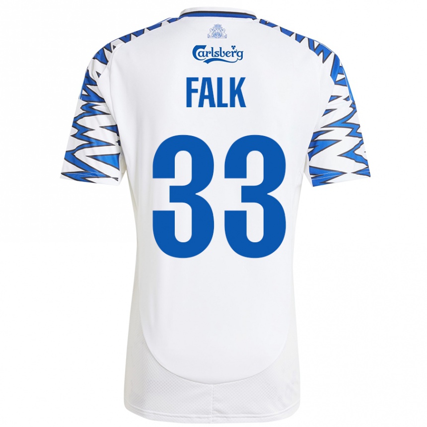 Kids Football Rasmus Falk #33 White Sky Blue Home Jersey 2024/25 T-Shirt Australia