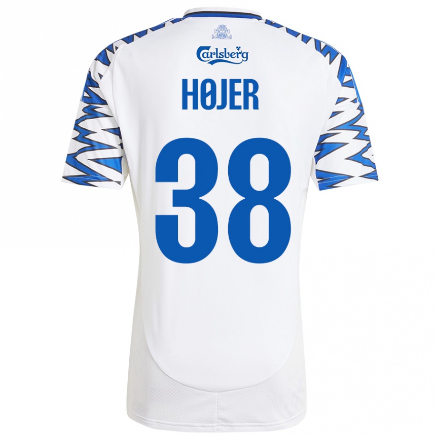 Kids Football Oliver Højer #38 White Sky Blue Home Jersey 2024/25 T-Shirt Australia