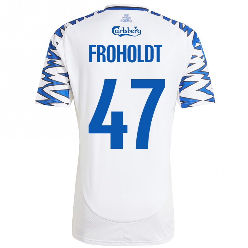 Kids Football Victor Froholdt #47 White Sky Blue Home Jersey 2024/25 T-Shirt Australia