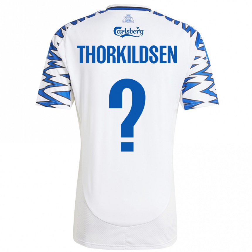 Kids Football Elias Thorkildsen #0 White Sky Blue Home Jersey 2024/25 T-Shirt Australia