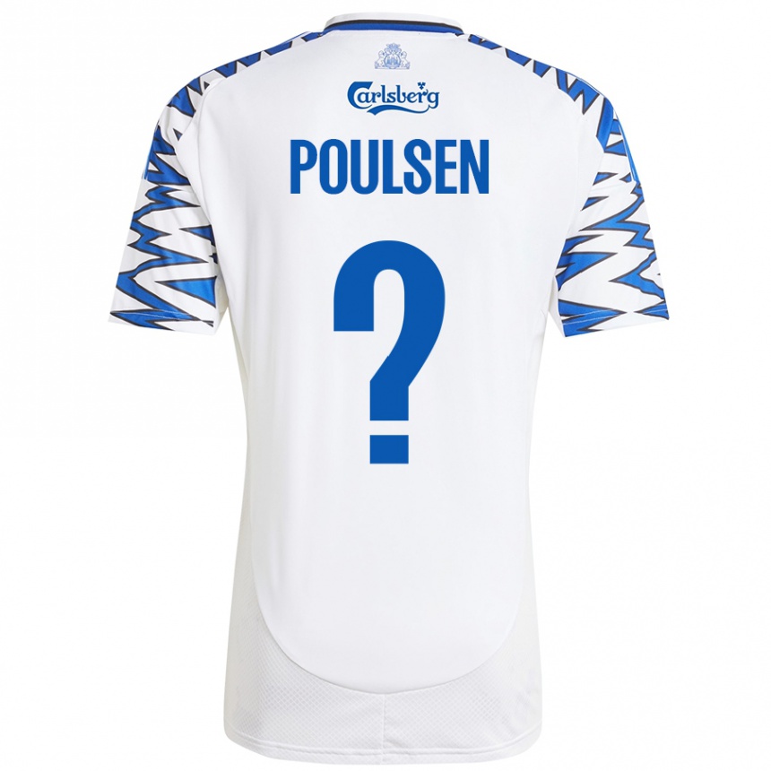 Kids Football Xander Poulsen #0 White Sky Blue Home Jersey 2024/25 T-Shirt Australia