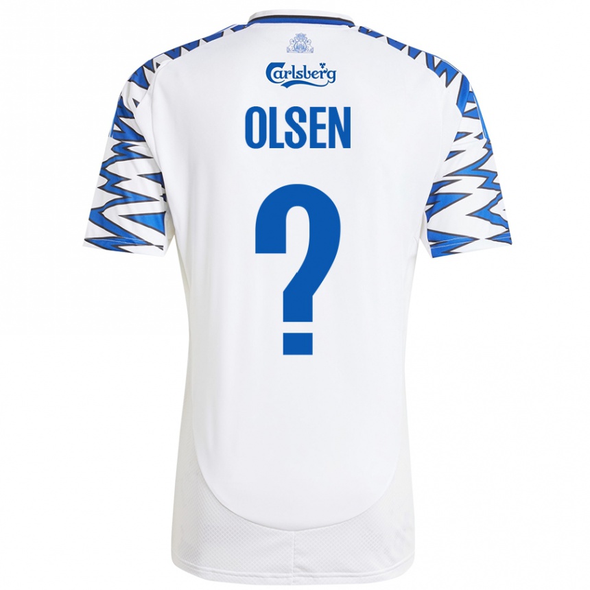 Kids Football Gunnar Olsen #0 White Sky Blue Home Jersey 2024/25 T-Shirt Australia