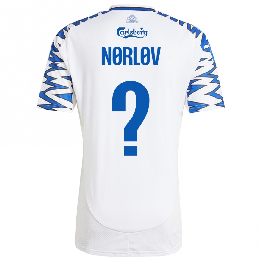 Kids Football William Nørløv #0 White Sky Blue Home Jersey 2024/25 T-Shirt Australia