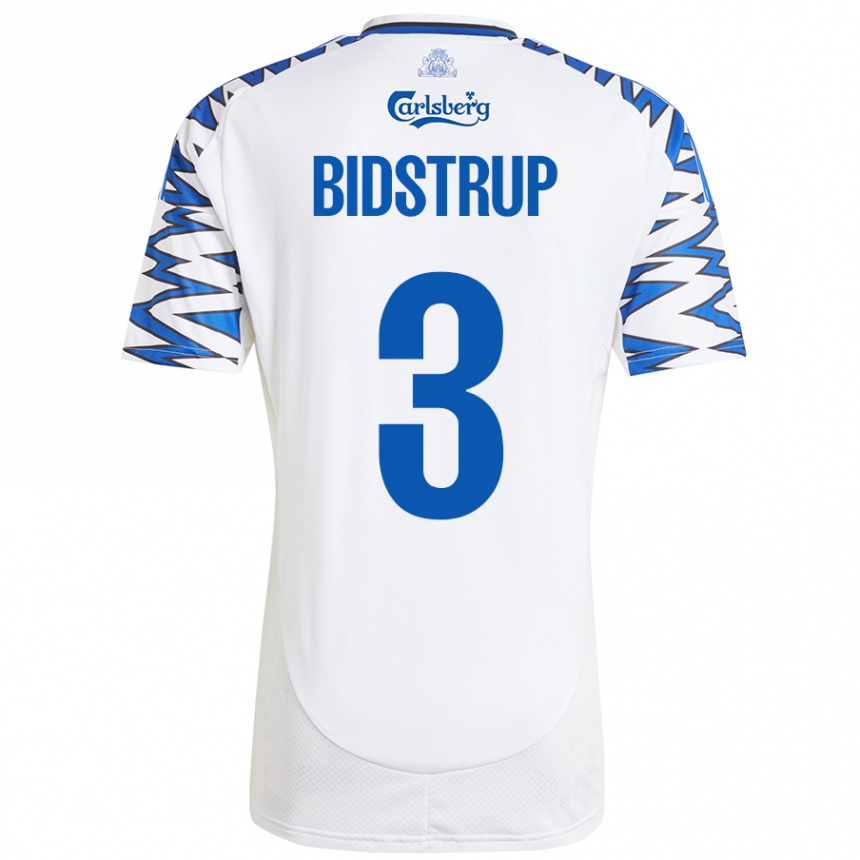 Kids Football Hjalte Bidstrup #3 White Sky Blue Home Jersey 2024/25 T-Shirt Australia