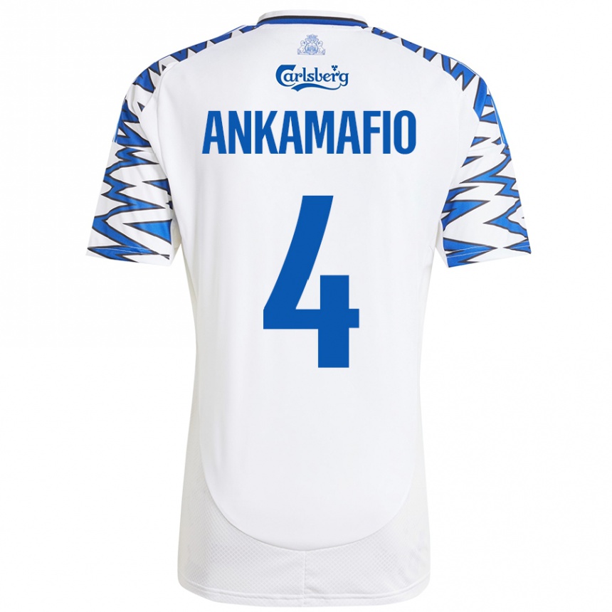 Kids Football Graham Ankamafio #4 White Sky Blue Home Jersey 2024/25 T-Shirt Australia