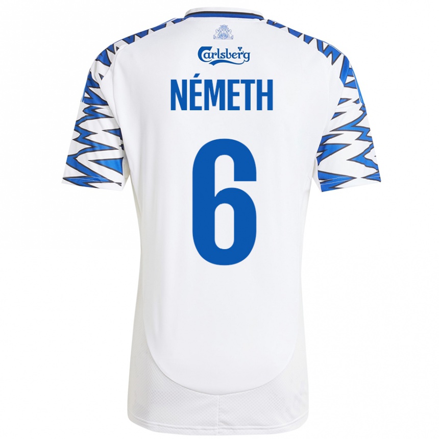 Kids Football Hunor Németh #6 White Sky Blue Home Jersey 2024/25 T-Shirt Australia