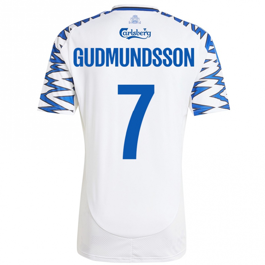 Kids Football Galdur Gudmundsson #7 White Sky Blue Home Jersey 2024/25 T-Shirt Australia