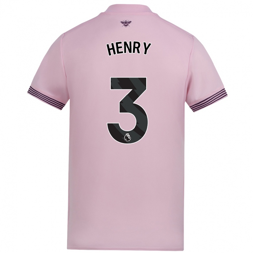 Kids Football Rico Henry #3 Pink Away Jersey 2024/25 T-Shirt Australia