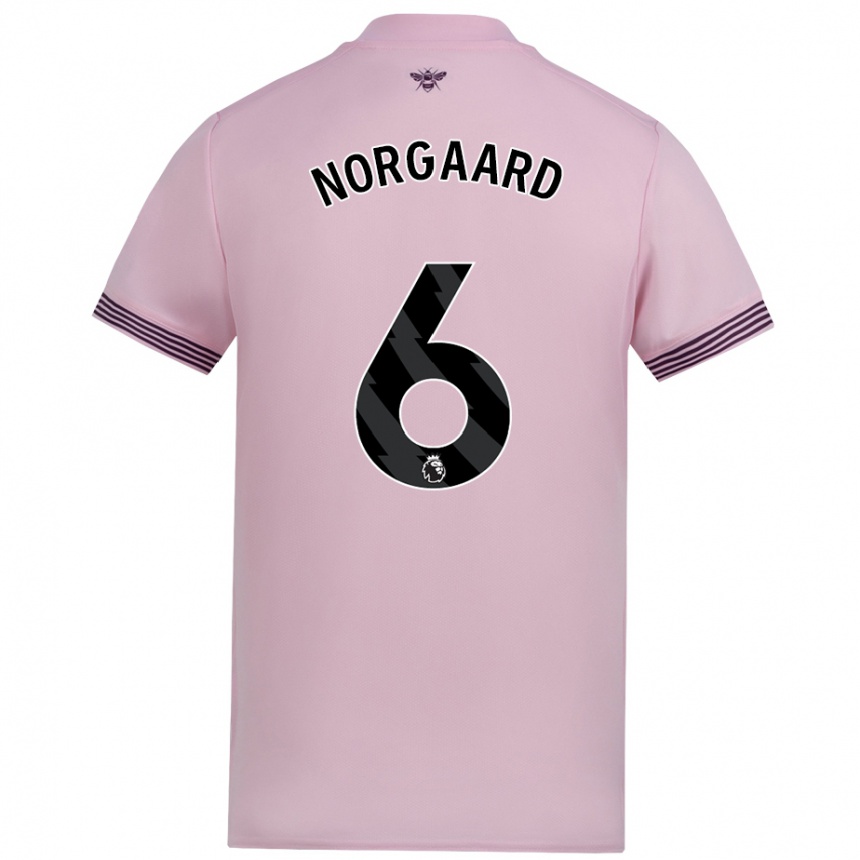 Kids Football Christian Nørgaard #6 Pink Away Jersey 2024/25 T-Shirt Australia