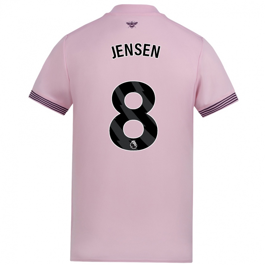 Kids Football Mathias Jensen #8 Pink Away Jersey 2024/25 T-Shirt Australia