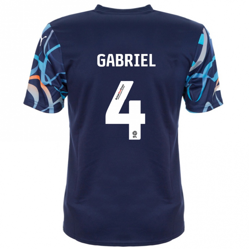 Kids Football Jordan Lawrence-Gabriel #4 Navy Blue Away Jersey 2024/25 T-Shirt Australia