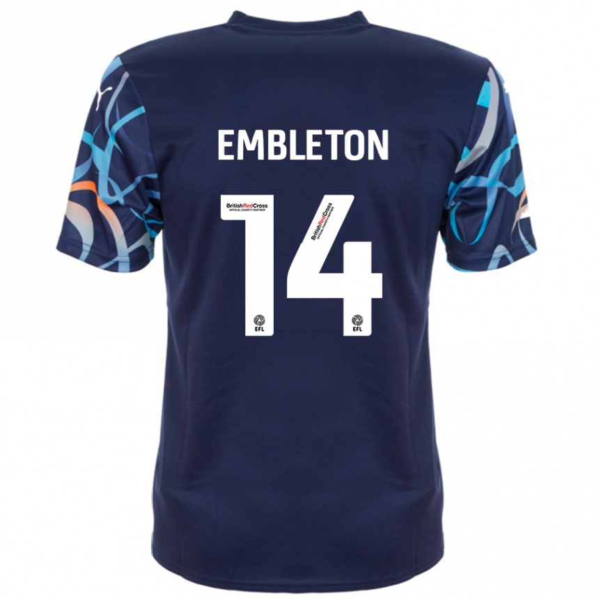 Kids Football Elliot Embleton #14 Navy Blue Away Jersey 2024/25 T-Shirt Australia