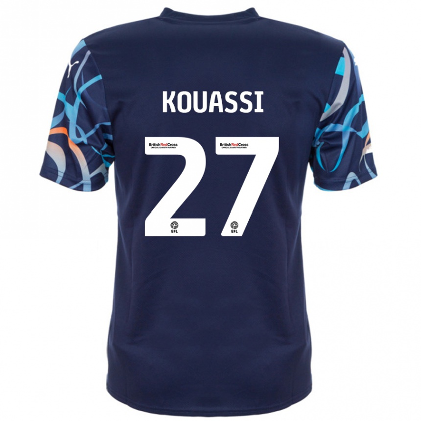 Kids Football Kylian Kouassi #27 Navy Blue Away Jersey 2024/25 T-Shirt Australia