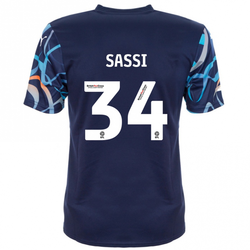 Kids Football Dan Sassi #34 Navy Blue Away Jersey 2024/25 T-Shirt Australia