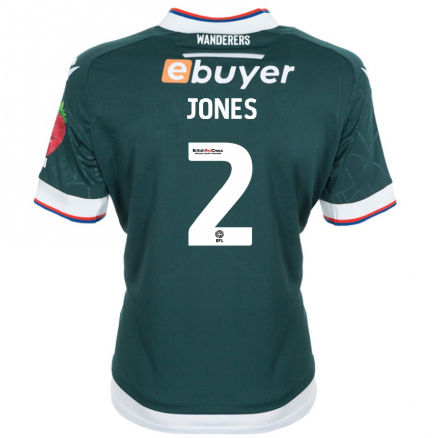 Kids Football Gethin Jones #2 Dark Green Away Jersey 2024/25 T-Shirt Australia