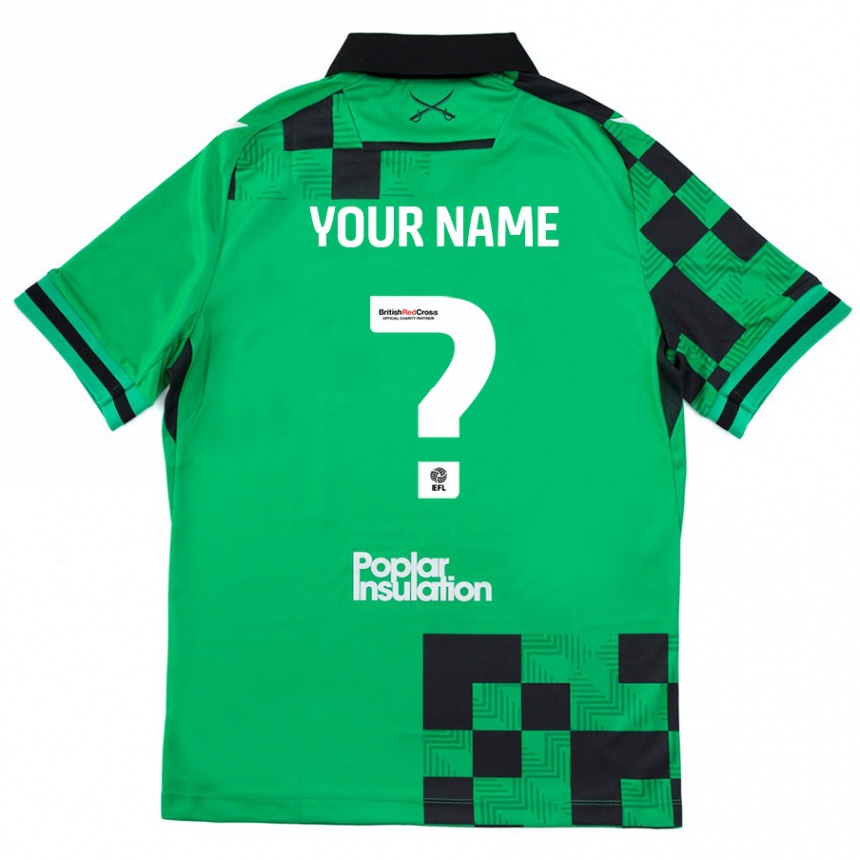 Kids Football Your Name #0 Green Black Away Jersey 2024/25 T-Shirt Australia