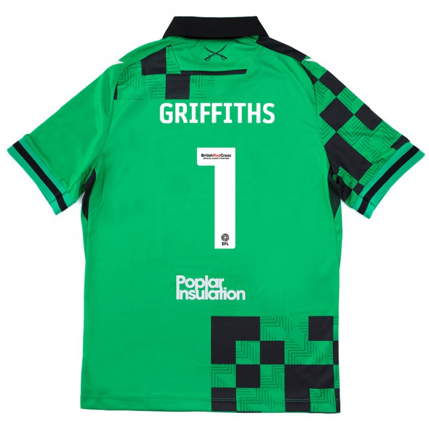 Kids Football Josh Griffiths #1 Green Black Away Jersey 2024/25 T-Shirt Australia