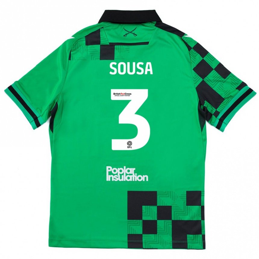 Kids Football Lino Sousa #3 Green Black Away Jersey 2024/25 T-Shirt Australia