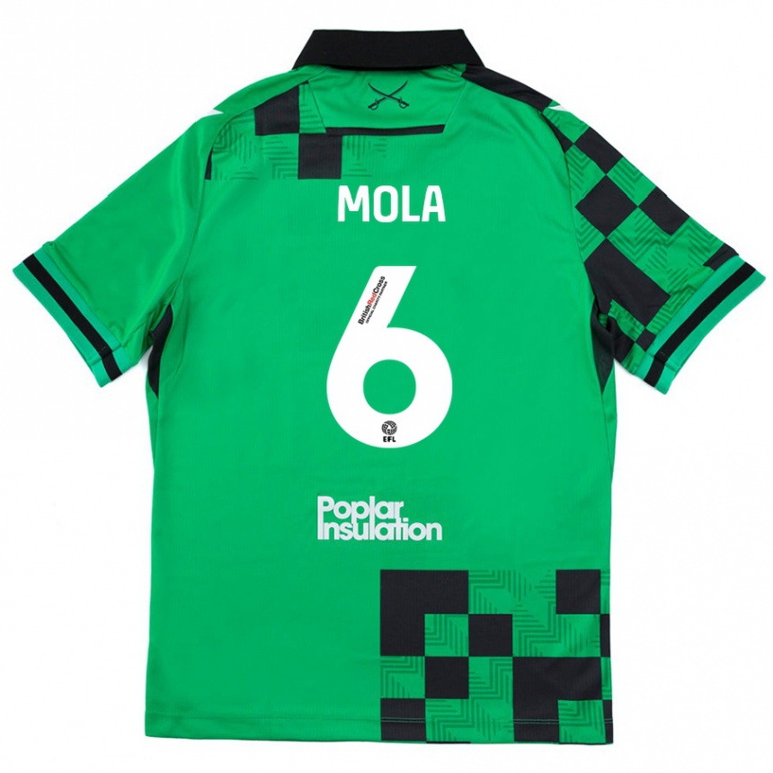 Kids Football Clinton Mola #6 Green Black Away Jersey 2024/25 T-Shirt Australia