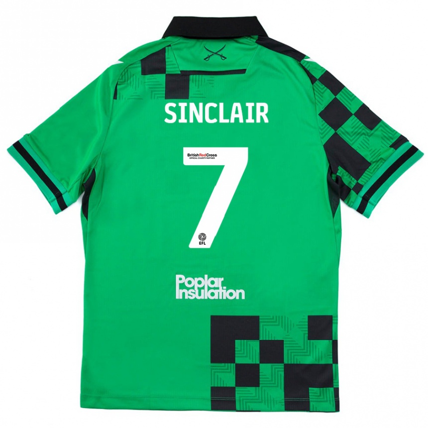 Kids Football Scott Sinclair #7 Green Black Away Jersey 2024/25 T-Shirt Australia