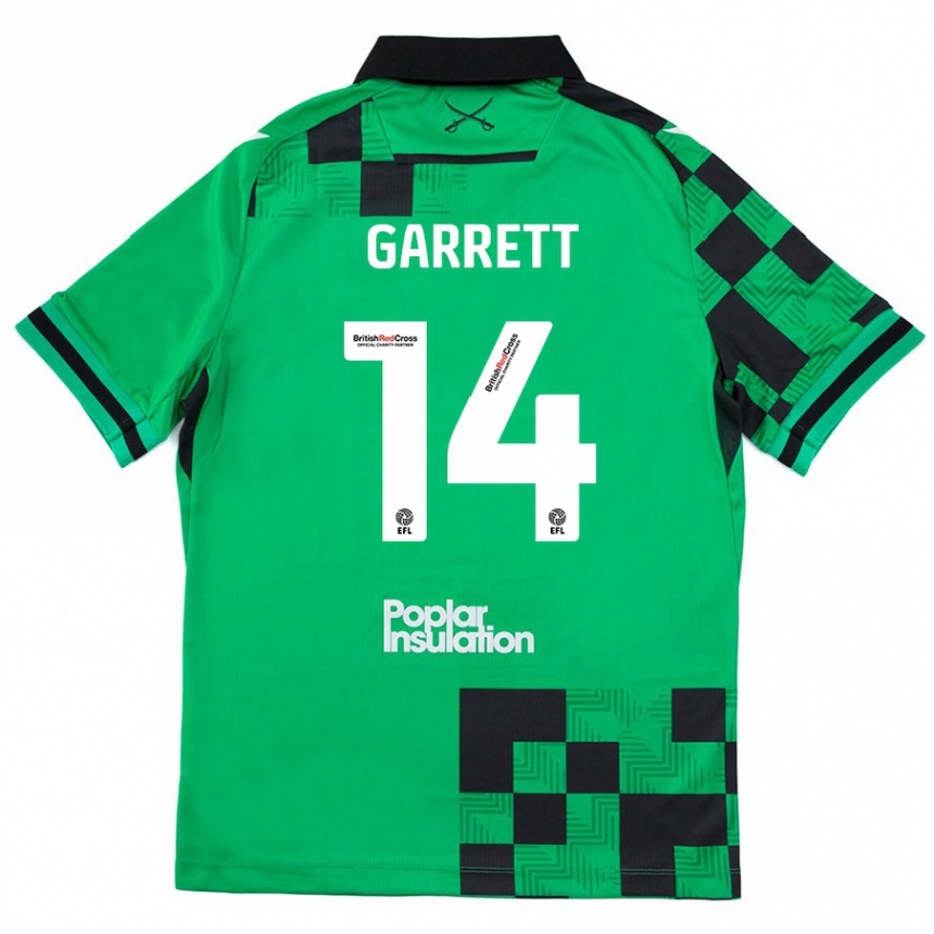 Kids Football Jake Garrett #14 Green Black Away Jersey 2024/25 T-Shirt Australia