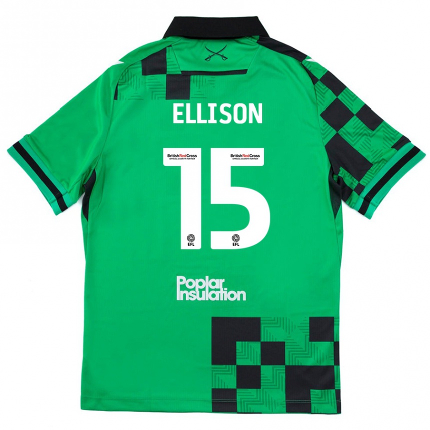 Kids Football Dan Ellison #15 Green Black Away Jersey 2024/25 T-Shirt Australia