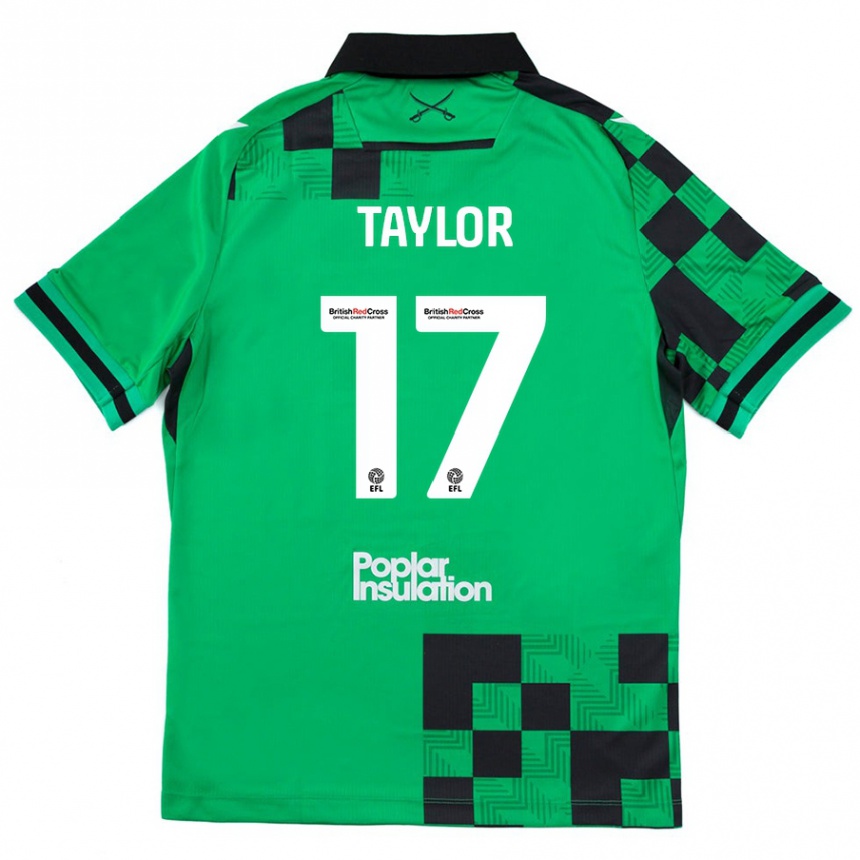 Kids Football Connor Taylor #17 Green Black Away Jersey 2024/25 T-Shirt Australia